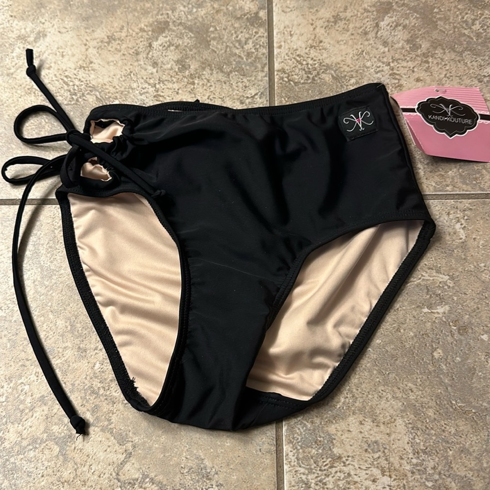 Kandi Kouture Black Girls Dance Bottoms Briefs Side Tie New Sz CXL 10/12